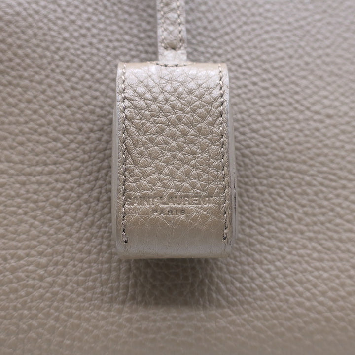 Saint Laurent Small Sac De Jour Tote Taupe Grained Leather Shoulder Bag