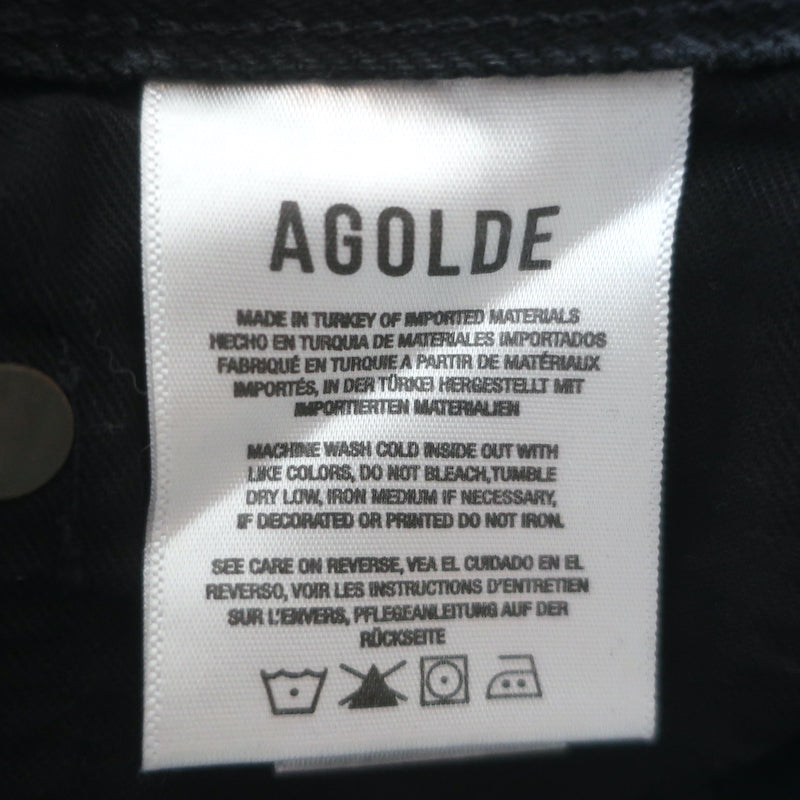AGOLDE Riley Shorts Vortex Black Distressed Denim Size 24