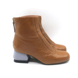 Marni Contrast-Heel Ankle Boots Camel & Gray Leather Size 37.5