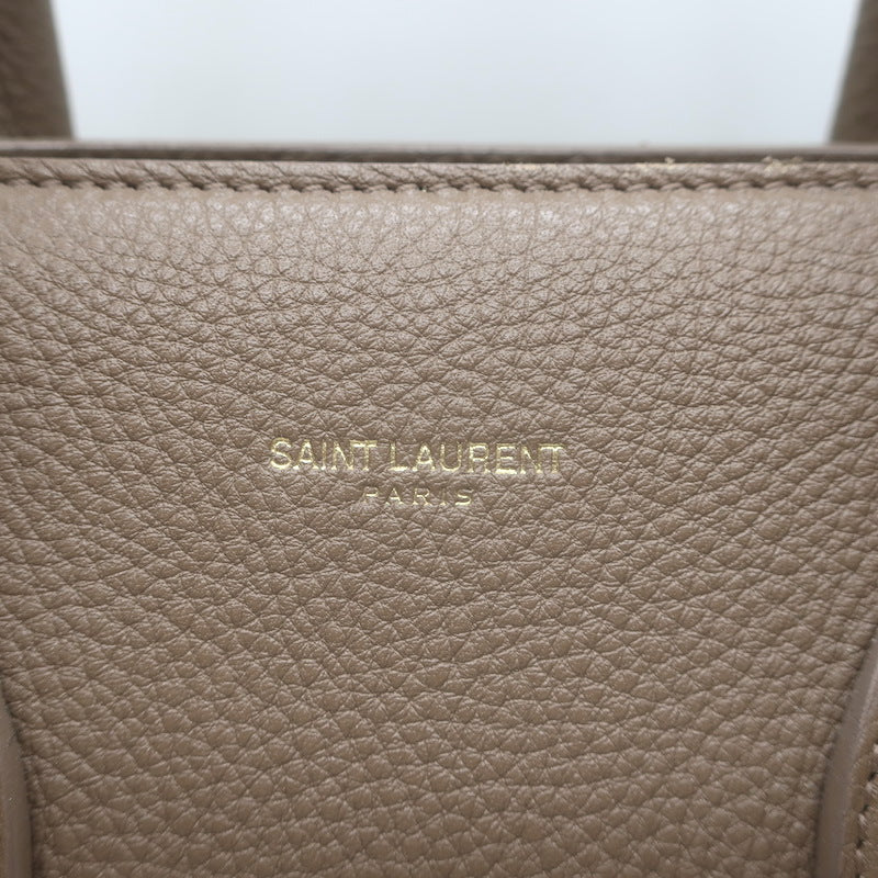 Saint Laurent Small Sac De Jour Tote Taupe Grained Leather Shoulder Bag