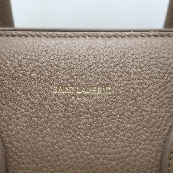 Saint Laurent Small Sac De Jour Tote Taupe Grained Leather Shoulder Bag