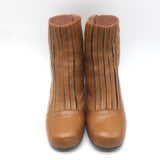 Marni Contrast-Heel Ankle Boots Camel & Gray Leather Size 37.5