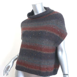 Brunello Cucinelli Sequined Sweater Navy/Red Striped Cashmere-Silk Size Medium