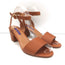 Ralph Lauren Purple Label Ankle Strap Block Heel Sandals Brown Leather Size 38.5