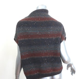 Brunello Cucinelli Sequined Sweater Navy/Red Striped Cashmere-Silk Size Medium