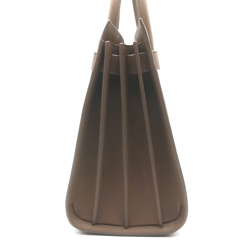 Saint Laurent Small Sac De Jour Tote Taupe Grained Leather Shoulder Bag