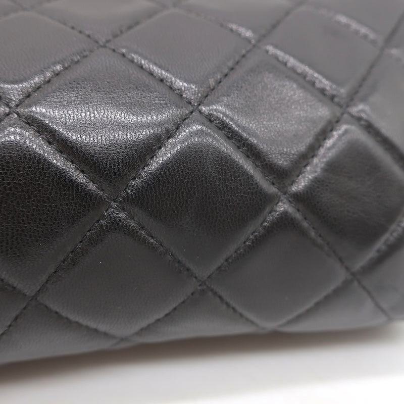 Chanel 2008 Quilted Cosmetic Bag Black Lambskin Leather Pouch