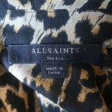 AllSaints Adeliza Leopard Print Crepe Blouse Size Small Long Sleeve Top