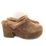 Gianvito Rossi Lyss Shearling Clogs Brown Suede Size 36 Platform Mules