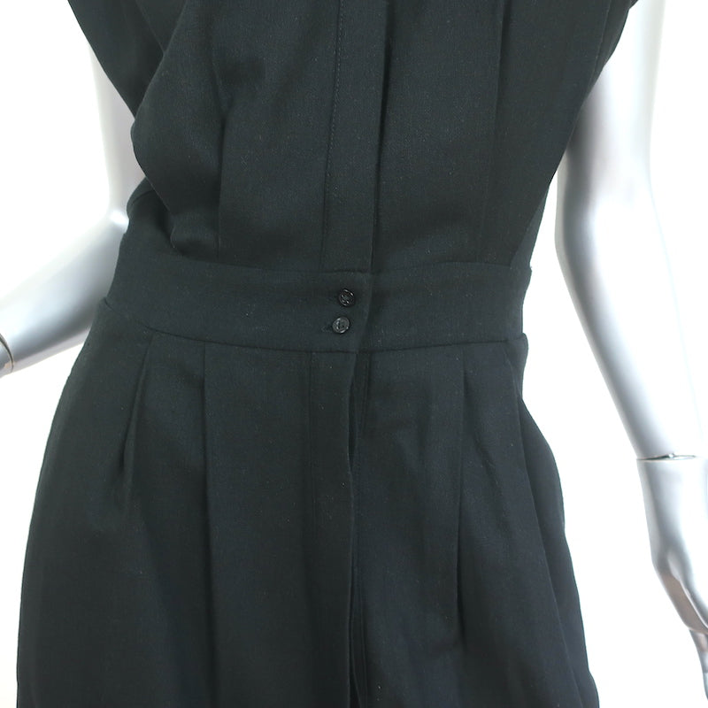 Heidi Merrick Dress Camille Black Linen Size Small Button-Up Maxi