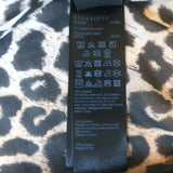 AllSaints Adeliza Leopard Print Crepe Blouse Size Small Long Sleeve Top