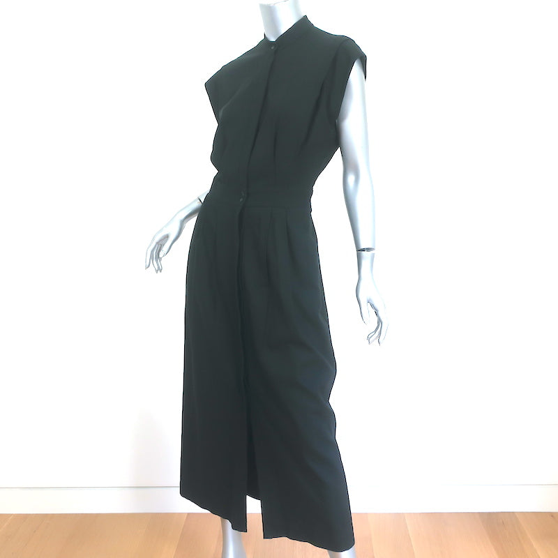 Heidi Merrick Dress Camille Black Linen Size Small Button-Up Maxi