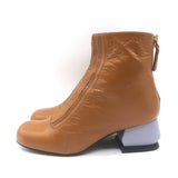 Marni Contrast-Heel Ankle Boots Camel & Gray Leather Size 37.5