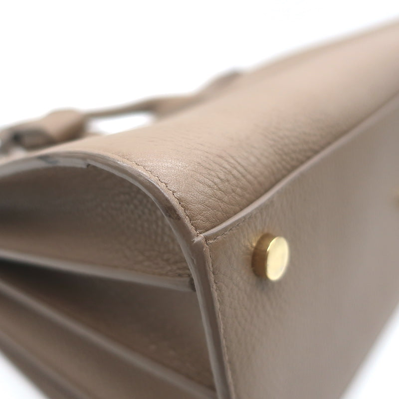 Saint Laurent Small Sac De Jour Tote Taupe Grained Leather Shoulder Bag