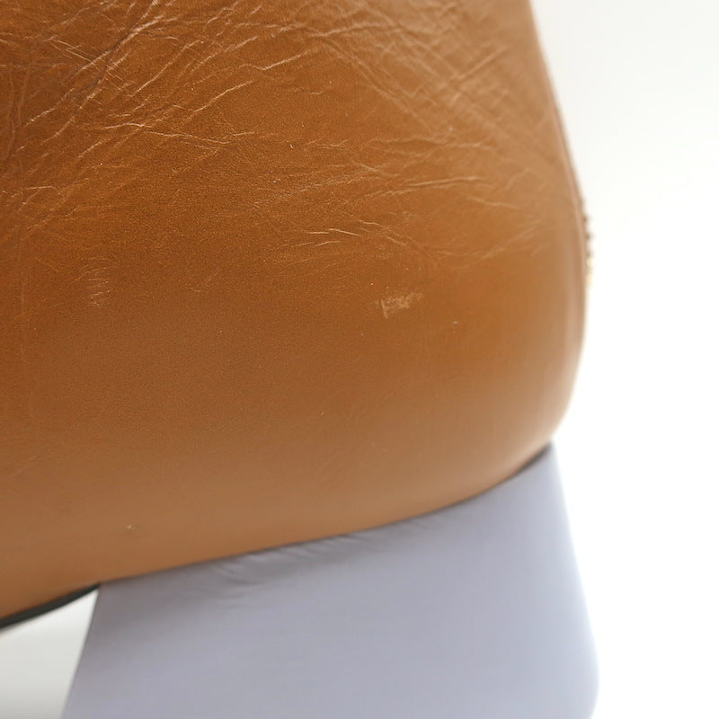 Marni Contrast-Heel Ankle Boots Camel &amp; Gray Leather Size 37.5