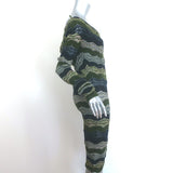 Missoni Zig Zag Knit Long Sleeve Cowl-Back Dress Green/Navy Size 40
