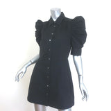 FRAME Gillian Puff Sleeve Mini Shirt Dress Black Cotton Size Small