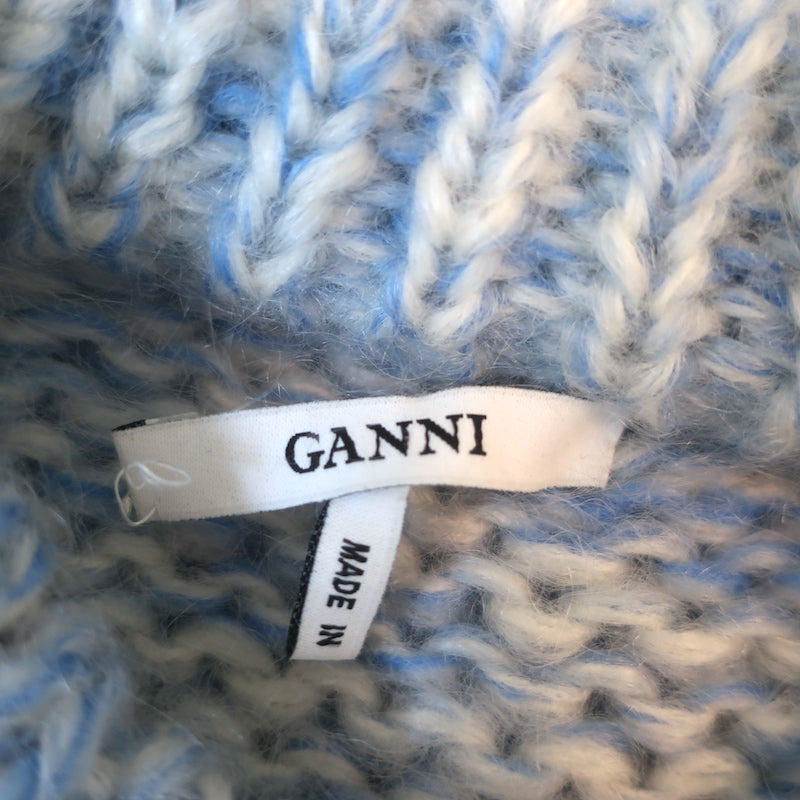 GANNI Julliard Sweater Blue Striped Mohair-Wool Size Small