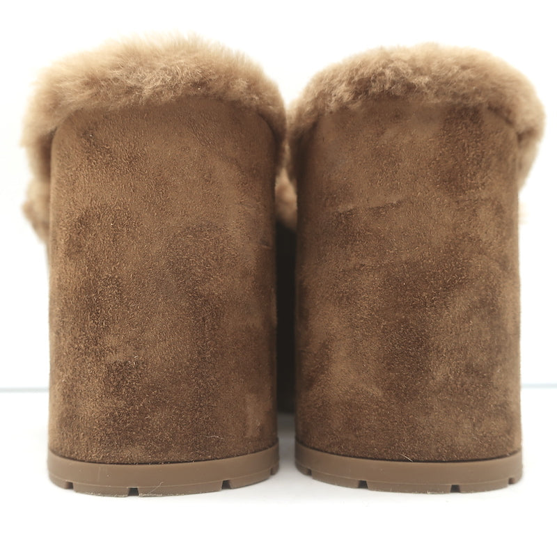 Gianvito Rossi Lyss Shearling Clogs Brown Suede Size 36 Platform Mules