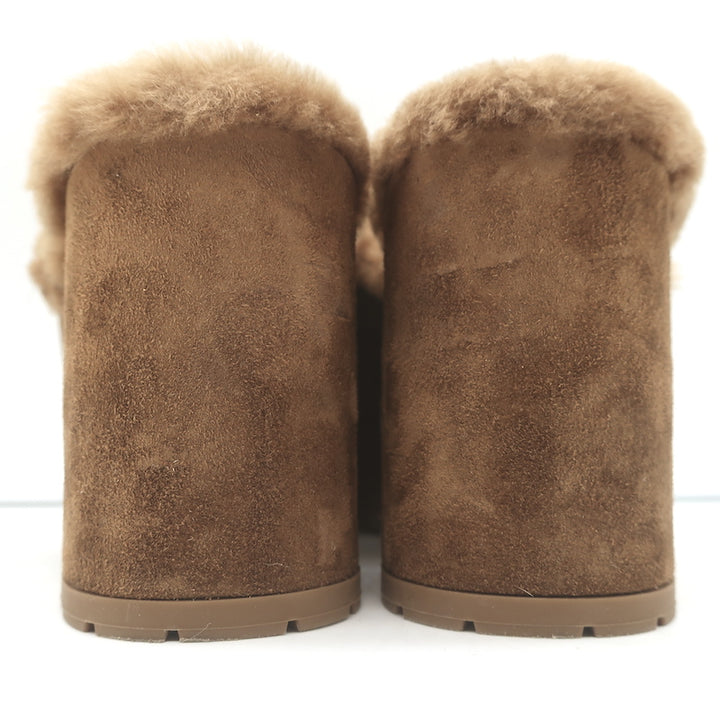 Gianvito Rossi Lyss Shearling Clogs Brown Suede Size 36 Platform Mules