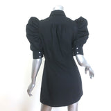 FRAME Gillian Puff Sleeve Mini Shirt Dress Black Cotton Size Small