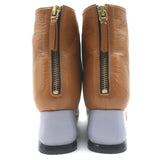 Marni Contrast-Heel Ankle Boots Camel & Gray Leather Size 37.5