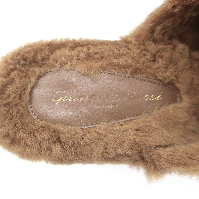 Gianvito Rossi Lyss Shearling Clogs Brown Suede Size 36 Platform Mules