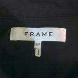 FRAME Gillian Puff Sleeve Mini Shirt Dress Black Cotton Size Small