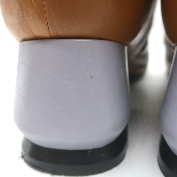 Marni Contrast-Heel Ankle Boots Camel &amp; Gray Leather Size 37.5