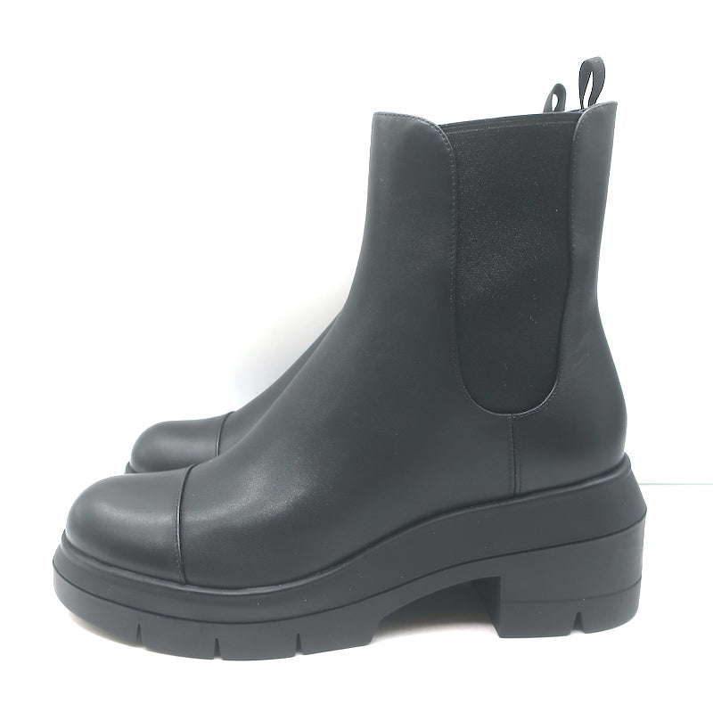 Stuart Weitzman Norah Lug Sole Chelsea Boots Black Leather Size 9.5 C NEW