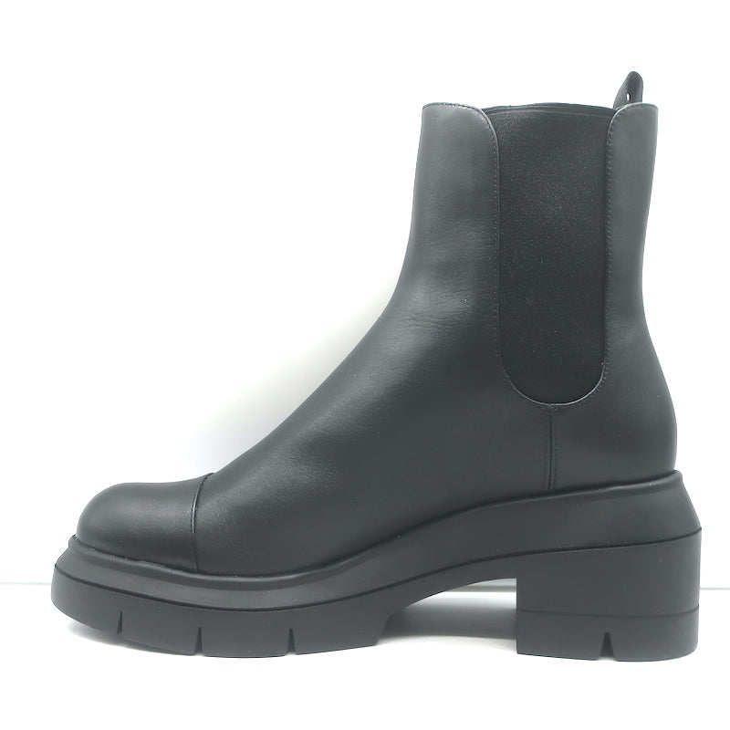 Stuart Weitzman Norah Lug Sole Chelsea Boots Black Leather Size 9.5 C NEW