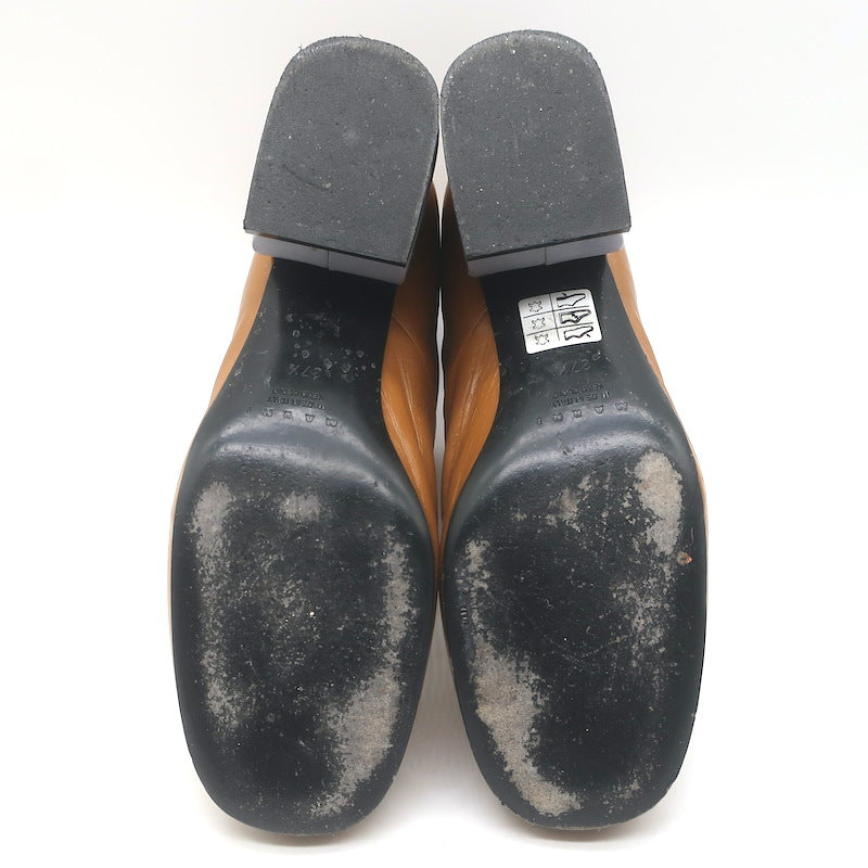 Marni Contrast-Heel Ankle Boots Camel &amp; Gray Leather Size 37.5