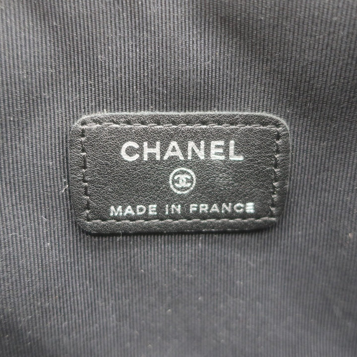 Chanel 2008 Quilted Cosmetic Bag Black Lambskin Leather Pouch