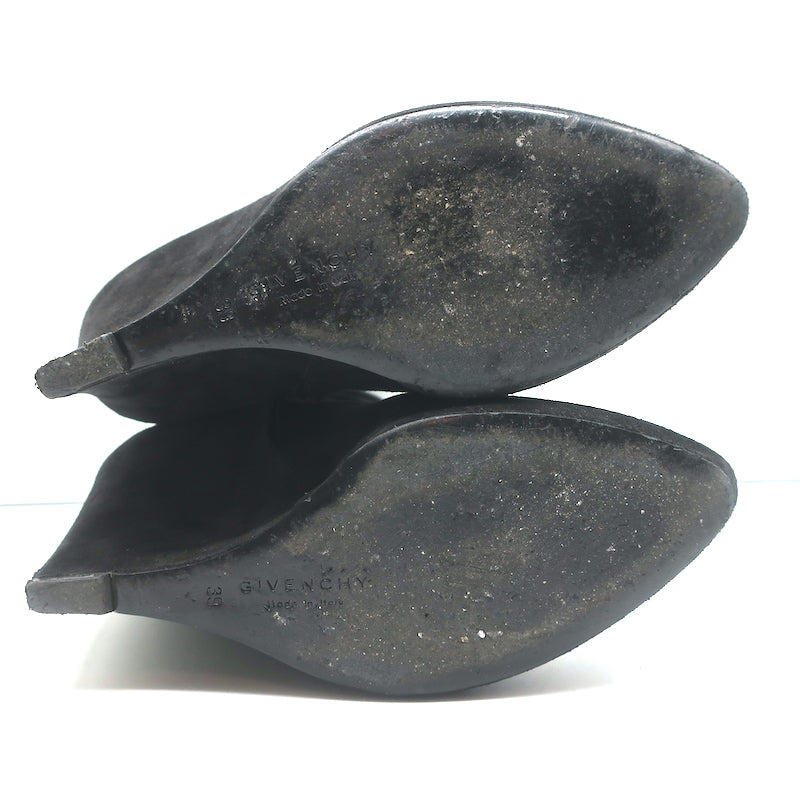 Givenchy Wedge Ankle Boots Black Suede Size 39