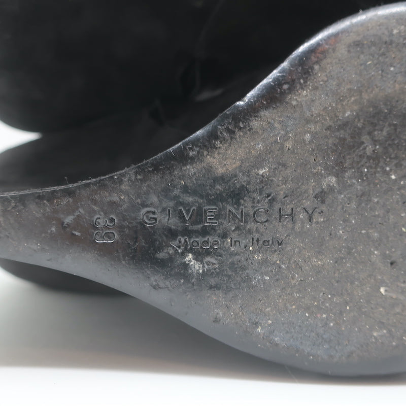 Givenchy Wedge Ankle Boots Black Suede Size 39