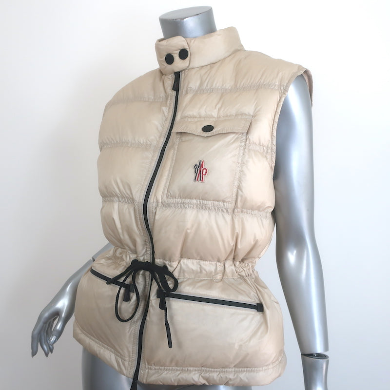 Moncler Grenoble Arolles Ripstop Down Puffer Vest Beige Size 2