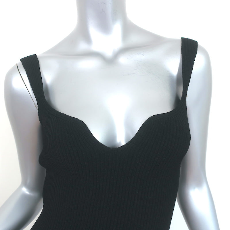 Khaite Nina Midi Dress Black Ribbed Knit Size Medium NEW