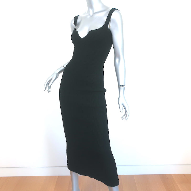 Khaite Nina Midi Dress Black Ribbed Knit Size Medium NEW