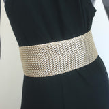 Ralph Lauren Woven Wide Belt Gold Metallic Leather Size Medium