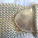 Ralph Lauren Woven Wide Belt Gold Metallic Leather Size Medium