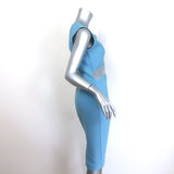 Roland Mouret Striped-Band Asymmetric Sheath Dress Blue Stretch Crepe Size US 6