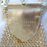 Ralph Lauren Woven Wide Belt Gold Metallic Leather Size Medium