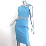 Roland Mouret Striped-Band Asymmetric Sheath Dress Blue Stretch Crepe Size US 6