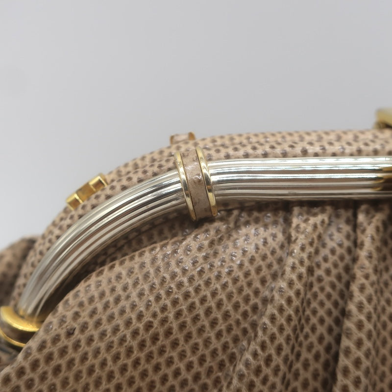 Vintage Judith Leiber Tigers Eye Clutch Taupe Karung Snakeskin Crossbody Bag