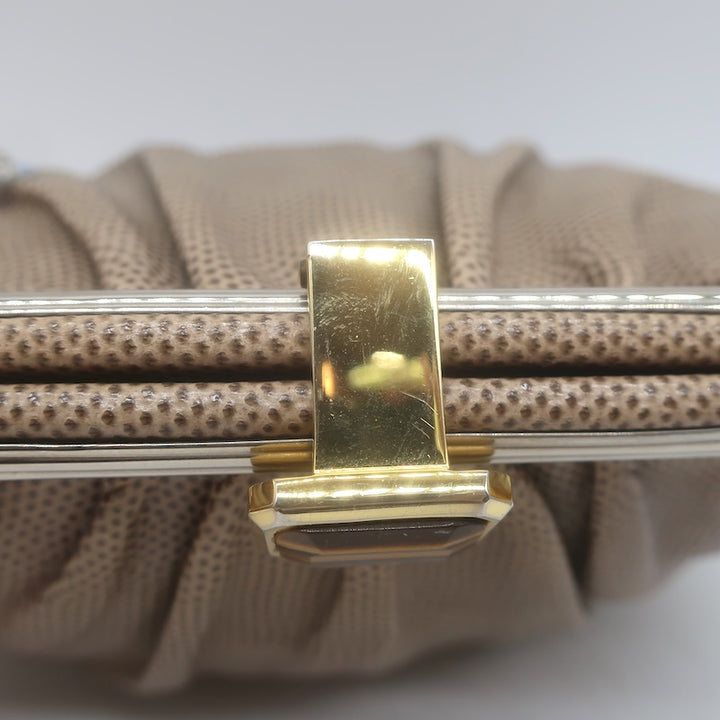 Vintage Judith Leiber Tigers Eye Clutch Taupe Karung Snakeskin Crossbody Bag