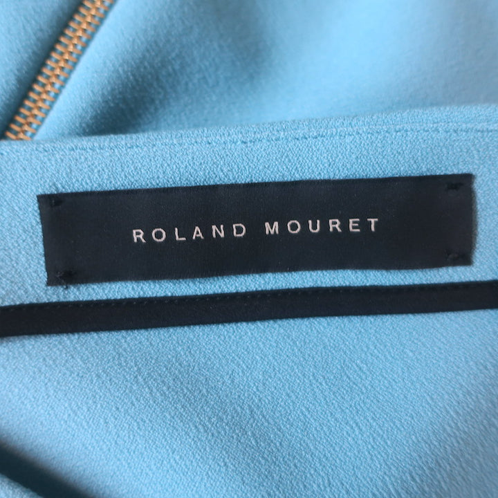 Roland Mouret Striped-Band Asymmetric Sheath Dress Blue Stretch Crepe Size US 6