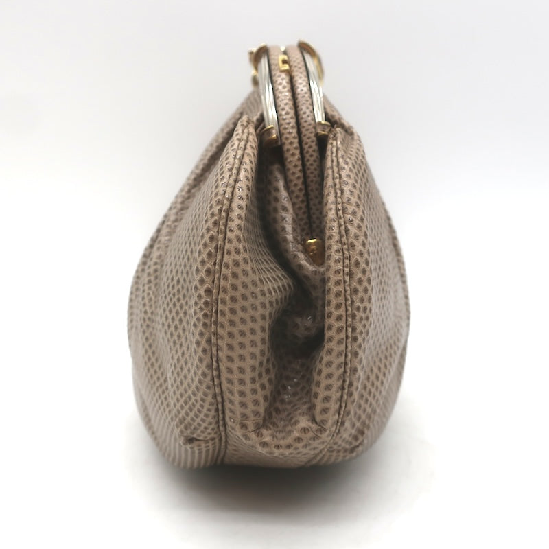 Vintage Judith Leiber Tigers Eye Clutch Taupe Karung Snakeskin Crossbody Bag