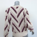 Isabel Marant Etoile Puff Sleeve Sweater Glenny Rosewood Chevron Knit Size 40