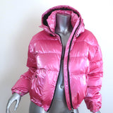 Moncler Moselotte Metallic Hooded Down Puffer Jacket Pink Size 2