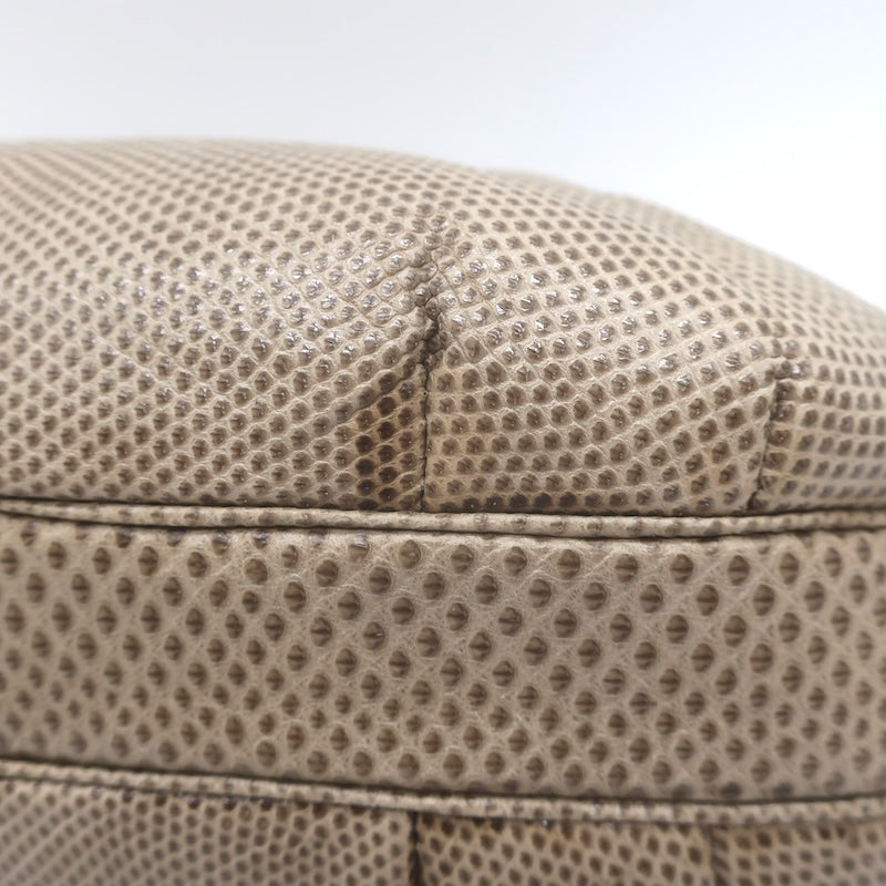 Vintage Judith Leiber Tigers Eye Clutch Taupe Karung Snakeskin Crossbody Bag